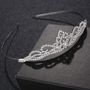 Elegant Silver Alloy Rhinestone Tiara Crown Headband Simple Shiny Birthday Wedding Hair Accessories For Women Girls