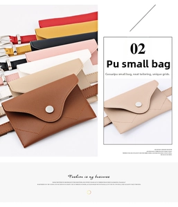 Detail view of colorful PU leather envelope waist bags with minimalist geometric stitching