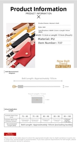 Size chart showing 105cm belt length and 17.5x11.5cm mini pouch dimensions