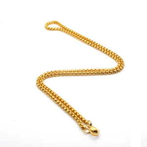 Elegant gold square link pearl chain necklace made of stainless steel with lobster clasp