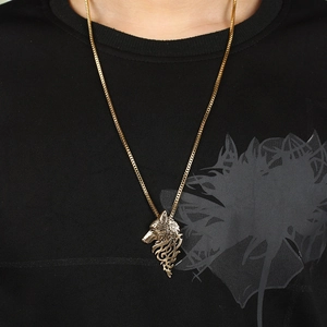 Wolf Head Pendant Necklace Vintage Alloy Tribal Viking Style Animal Jewelry For Men With Adjustable Box Chain
