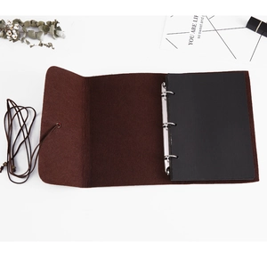 DIY handmade felt photo album with loose-leaf black cards and elegant strap closure