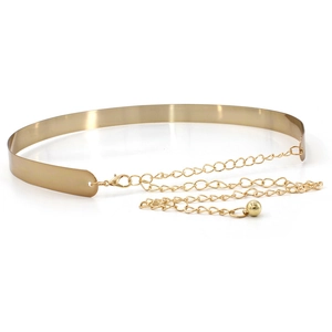 Elegant gold metal waist chain belt with polished spheres for women's dresses and coats