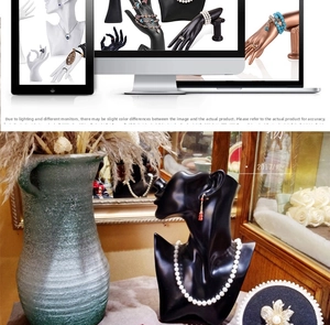 Support de mannequin noir poli pour colliers de perles, boucles d'oreilles et bijoux