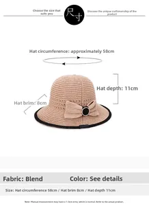 Tabella taglie del cappello da spiaggia in paglia con circonferenza 58cm e tesa di 8cm