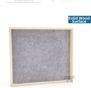 Front view of solid wood frame with grey felt surface for organizing pins and jewelry