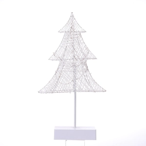Minimalist white LED Christmas tree lamp with woven wire frame and battery base