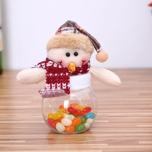 Barattolo di caramelle pupazzo di neve di Natale con peluche e contenitore trasparente