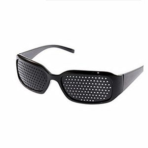 Black stenopeic pinhole glasses for vision correction and eye muscle relaxation