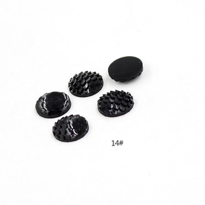 Black round fish scale resin gems and smooth flatback cabochons in 14mm size