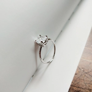 S925 sterling silver square cz four-claw open ring with adjustable minimalist band