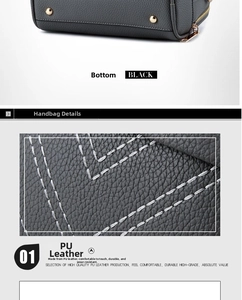 Macro shot of black PU leather texture with white stitching and gold bottom studs