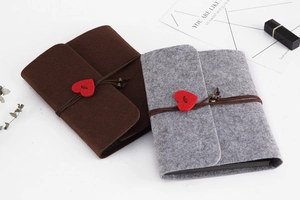DIY felt scrapbook with A5 A6 notebooks featuring a heart button and premium paper