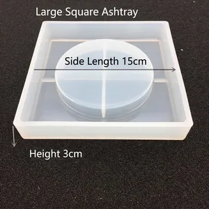 Square silicone mold for DIY resin ashtray making, large 15cm size with circular interior