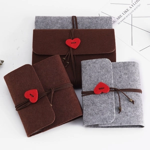 DIY felt photo album with heart decor and leather tie, creative gift for memory keeping