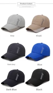 Detailed grid showing six colors of breathable quick-dry sports baseball hats