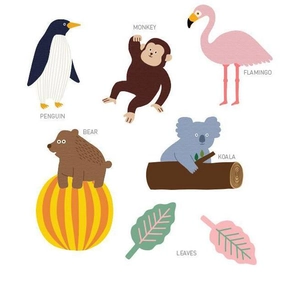 Guirlande d'animaux tropicaux en papier avec flamant pour décoration de fête d'anniversaire