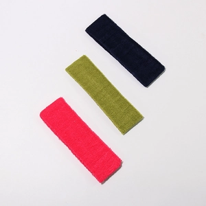 Cotton sweatband set in navy blue, olive green and rose red colors for yoga and basketball