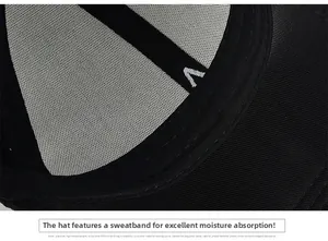 Gros plan sur la bande anti-transpiration à l'intérieur d'une casquette de baseball noire