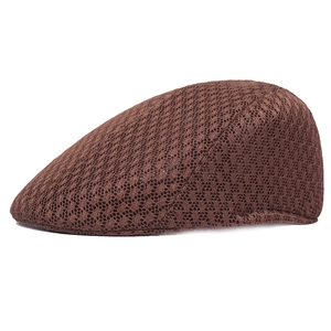 Dark brown breathable mesh flat cap for summer outdoor sun protection for men and women