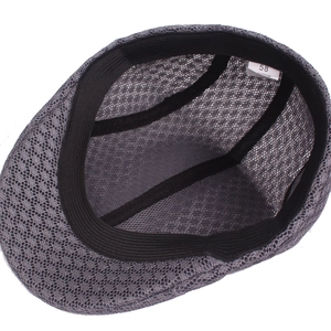 Dark grey mesh newsboy cap for men and women with breathable fabric and cotton lining