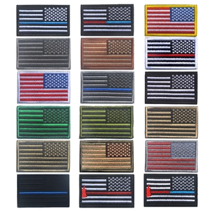 Detailed collection of 18 US flag patches with high-quality embroidery in diverse colors