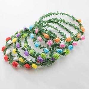 Artificial Flower Crown Headband Foam Rose Garland Floral Hair Accessories For Wedding Party Photography Women Girls