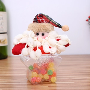 Barattolo di caramelle Babbo Natale con contenitore a stella e cappello a quadri