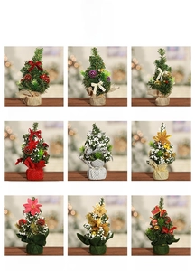 Detailed grid showing 20cm mini Christmas trees in burlap, sequin and fabric styles