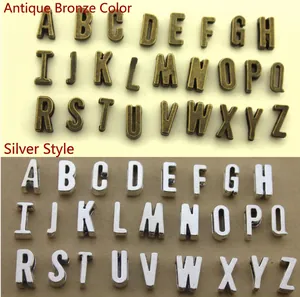 26 DIY alphabet metal beads in bronze and silver finishes for handmade jewelry