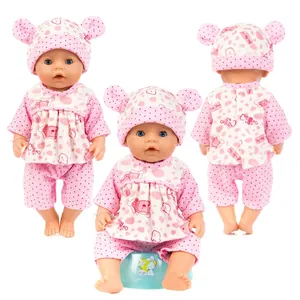 Pink bear polka dot baby doll outfit with hat and potty for 18 inch dolls