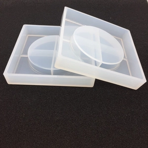 Detail of square silicone mold for DIY resin ashtray with transparent finish