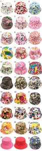 Collage of 30 different colorful patterns for kids cotton sun hats and floral bucket hats