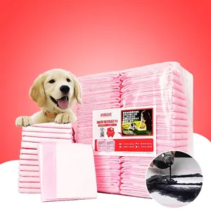 Thick pink absorbent training pads for dogs in multiple sizes with bulk packaging