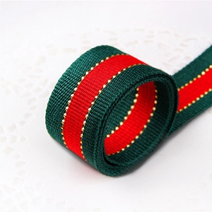Cinta Decorativa Navideña a Rayas Rojo Verde Oro Cinta Tejida para Envolver Regalos Caja de Pasteles Suministros de Artesanía DIY