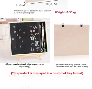 Detailed view of wood jewelry box dimensions 33x4.5cm with 11 ring slots and black velvet
