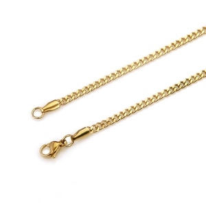 Gold vacuum-plated stainless steel Cuban link chain for men with lobster clasp closure