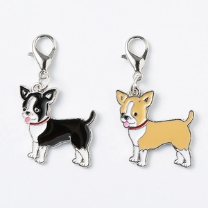 Cartoon bulldog alloy charms with silver lobster clasps for pet accessories and keychains