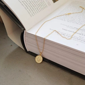 925 Sterling Silver Necklace With 18K Gold Plated Fleur-De-Lis Round Medallion Coin Pendant Vintage French Style For Women