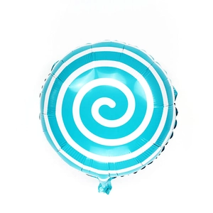 Blue and white spiral lollipop foil balloon for kids birthday party decoration