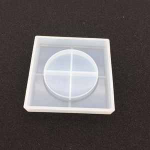 Macro view of a square silicone mold for DIY resin ashtrays with 4-grid circular compartments