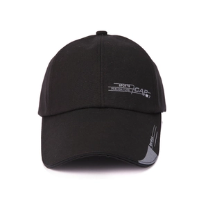 Herren Outdoor Sport Baseballkappe mit langem Schirm für Sonnenschutz in klassischem Schwarz