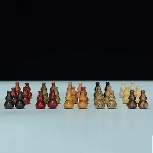 Assorted natural wooden gourd DIY beads for Buddhist jewelry in various wood textures