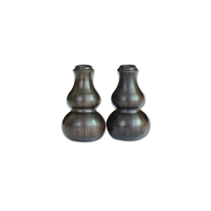 Polished dark brown wooden gourd beads with natural grain for DIY jewelry making