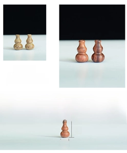 Detailed view of DIY wooden gourd beads for jewelry making in 15mm and 9mm sizes