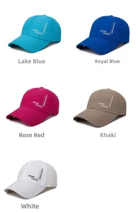 Collection of breathable mesh sports caps in blue, rose, khaki, and white for sun protection