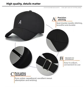 Détail de la casquette noire montrant des coutures précises et une boucle métallique