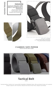 Close-up of tactical canvas belts with textured weave and matte self-locking buckles