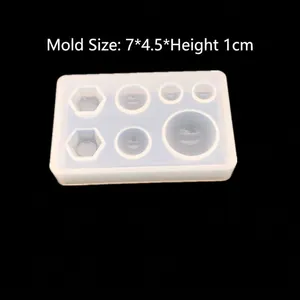 Silicone mold with hexagon and round shapes for DIY crystal resin pendants, size 7x4.5cm