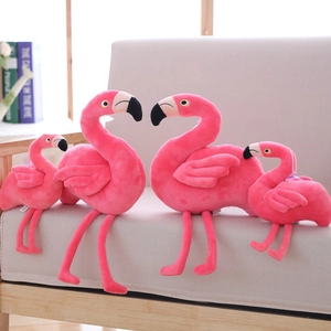 Cute Pink Flamingo Plush Toy Soft Short Plush Stuffed Animal Doll With Long Legs For Girls Kids Gift Home Decor Bird Pillow